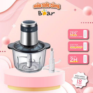 Máy xay thịt đa năng 2L BEAR QSJ-C03M1, 300W, cối thủy tinh, 4 lưỡi dao xay tỏi, ớt, cá, BH 18 Tháng