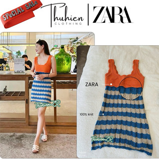 THUHIENZR(sẵn S)Váy mini ZARA 6771/073/330 dệt sát nách pha màu tươi tắn(kèm ảnh thật)