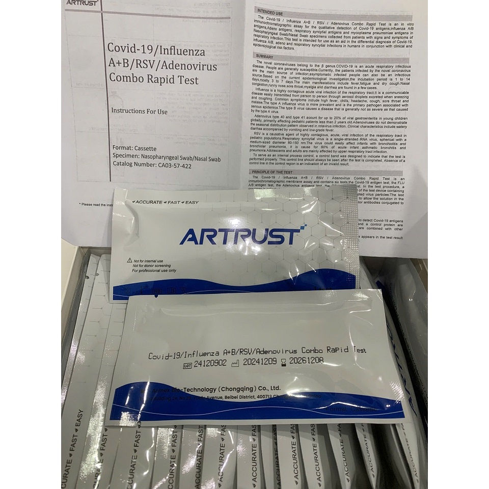 Test nhanh bệnh hô hấp 6 trong 1(COVID19, Cúm A, Cúm B,RSV,ADV,MP)chính xác, kết quả nhanh