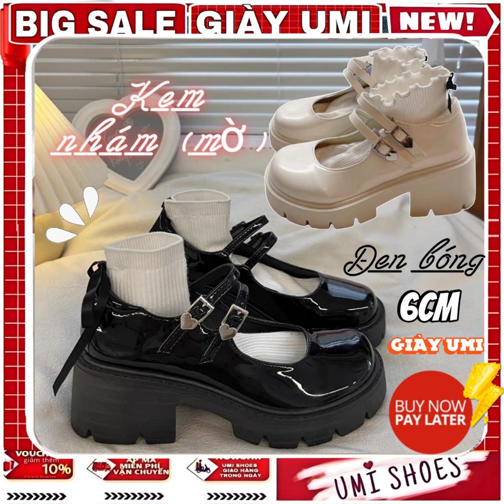 [NOWSHIP] Giày LOLITA Nữ Da Bóng, Da lì ulzzang phong cách Hàn quốc mary quai cài đế cao cá tính năn