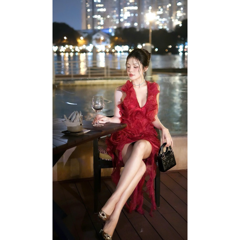 TADstore - Rosie Dress đầm yếm tơ bèo