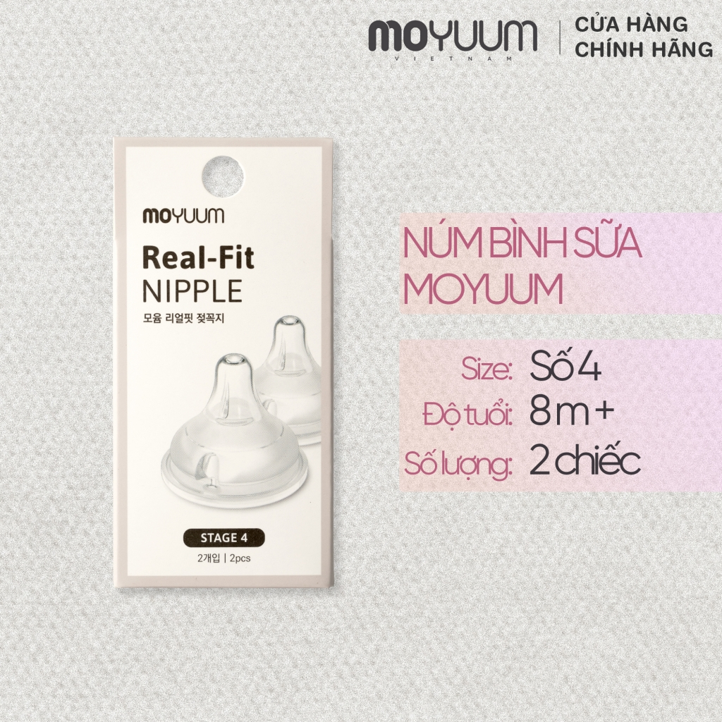 Núm bình silicon Moyuum - Set 2 núm - Size 4