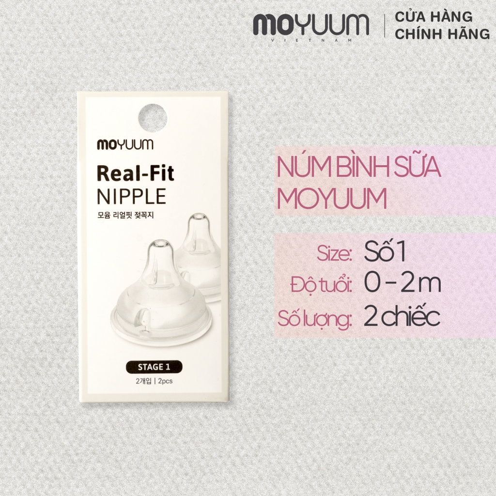Núm bình silicon Moyuum - Set 2 núm - Size 1
