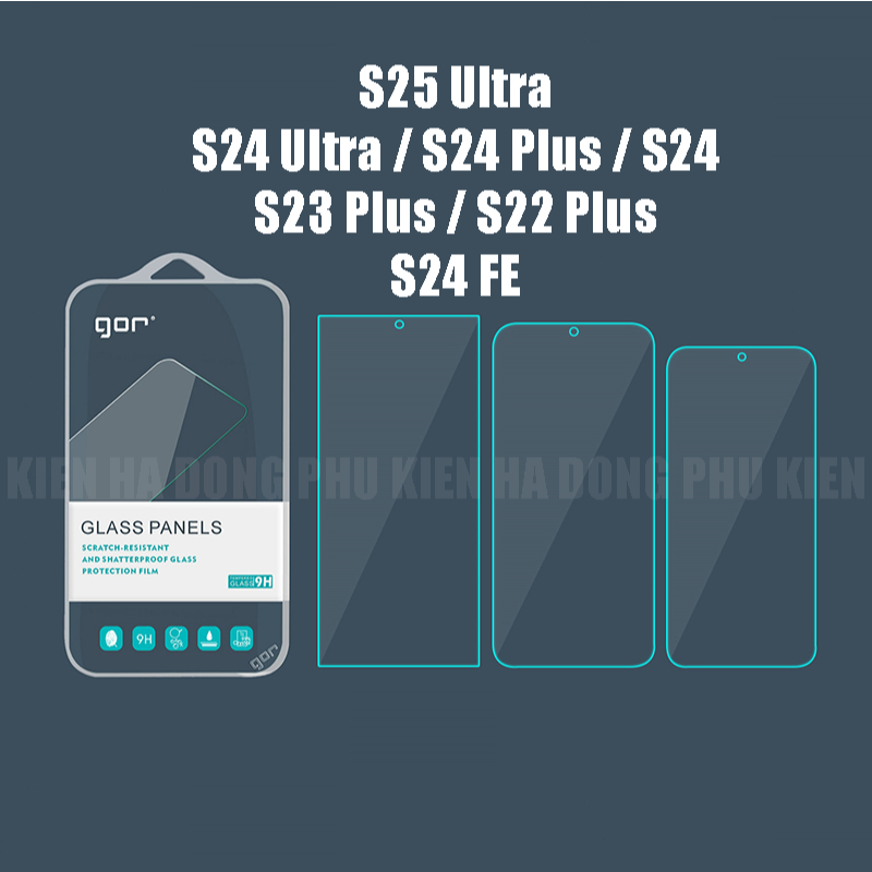 (S25 Ultra, S24 FE) Kính cường lực Gor S24 Ultra, S24 Plus, S24, S23 Plus, S22 Plus cao cấp full hộp