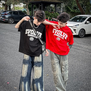 🔥Siêu Mẫu🔥Áo Thun Boxy Zombie EVOLVE Chữ In Nổi Chất Liệu Cotton 2 Chiều Thoáng Mát, Áo Phông Nam Nữ Chữ Nổi Urban