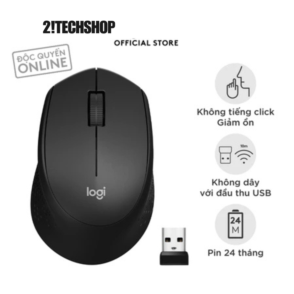 Chuột Không Dây Logitech M330 Silent(OEM) – Kết Nối Wireless USB - Laptop/PC, Tặng Pin, BH 12T.