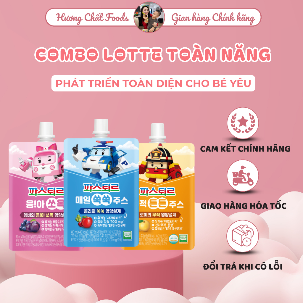 Nước Dinh Dưỡng LOTTE  Từ Hoa Quả, Rau Củ Organic Giúp Bé Tăng Chiều Cao, Tăng Cân, Tăng Cường Sức Khỏe Hương Chất Foods
