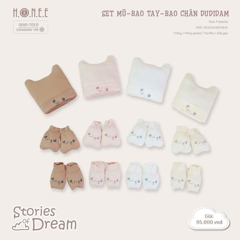 [Hrnee] Set phụ kiện btbc và mũ hrnee cho bé sơ sinh