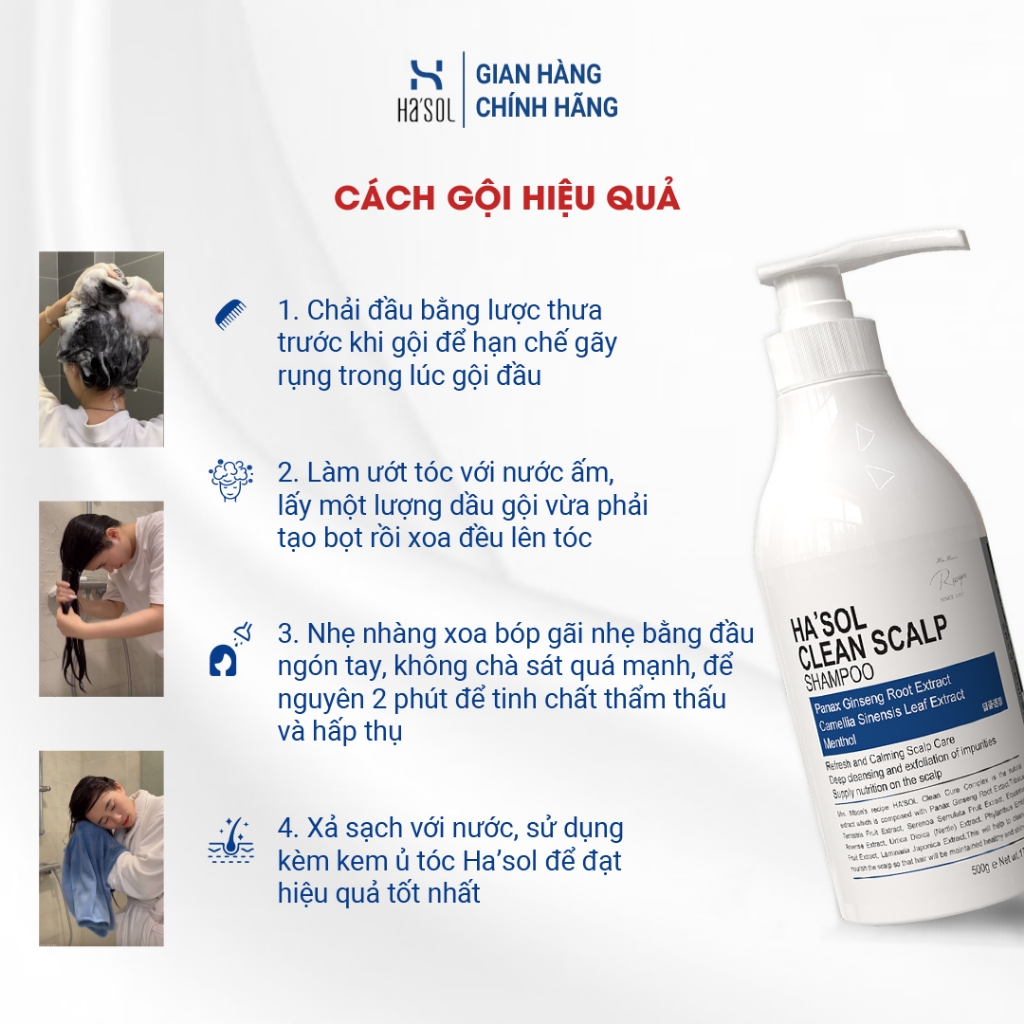 Dầu Gội HASOL Hỗ Trợ Giảm Gàu Nấm Ngứa, Phù Hợp Cho Da Đầu Nhiều Dầu, Tóc Mỏng Và Yếu HA'SOL Clean Scalp Shampoo 500g | BigBuy360 - bigbuy360.vn