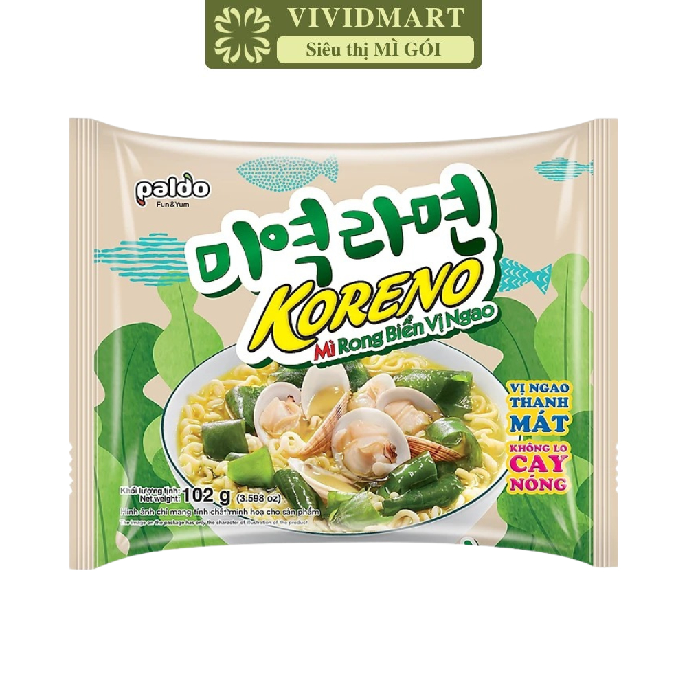[GÓILẺ] - PALDO - Mì Koreno rong biển vị ngao, Mì rong biển vị nghêu Koreno, Mì rong biển Koreno, Mì