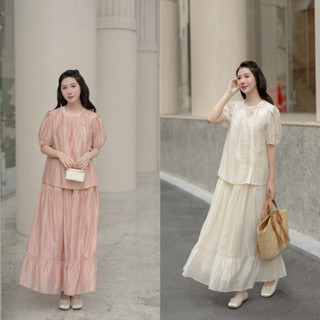 PETBYCHANG - Set áo váy tơ Blooming nhẹ nhàng thanh lịch nữ tính