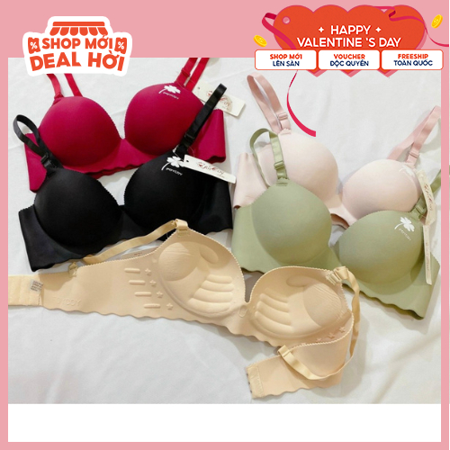 [COMBO 3 ÁO] Áo Lót Nữ, Áo Ngực Su Non Quả Chéo Cỏ 4 Lá Đệm Bàn Tay 3cm Không Gọng Đủ Size Từ 34-40 