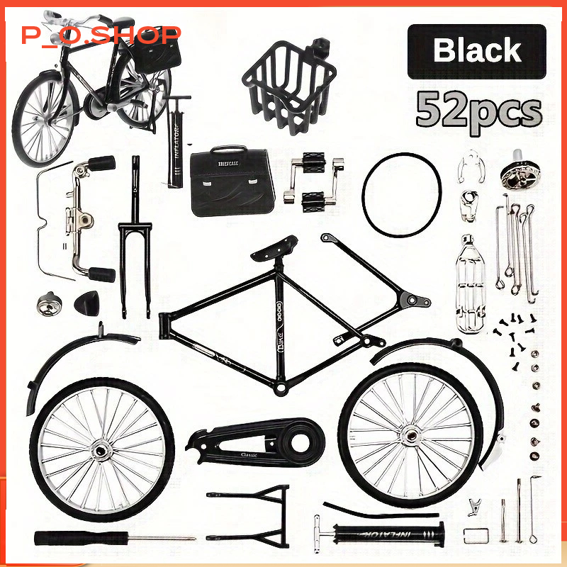 【🔥Rẻ】Diy Hợp Kim Mini Xe Đạp Mô Hình Retro Mô Phỏng Kim Loại Xe Đạp Lắp Ráp Bộ Sưu Tập Giáo Dục Đồ C