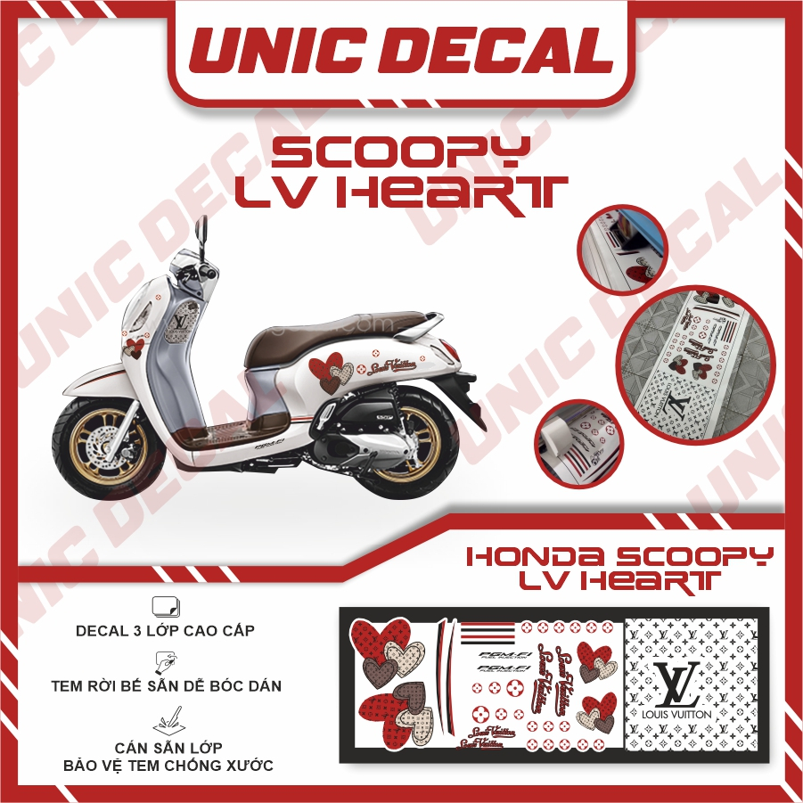 Tem xe máy Honda Scoopy tem rời cao cấp Louis Vuitton UNIC DECAL