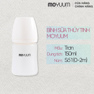 Bình sữa Thủy tinh tráng silicon Moyuum - Mẫu trơn - 150ml - Kèm núm 1