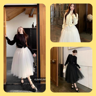    ORDER 2 TUẦN  Áo Đen Tay Dài Phối Chân Váy Xoè Phồng 