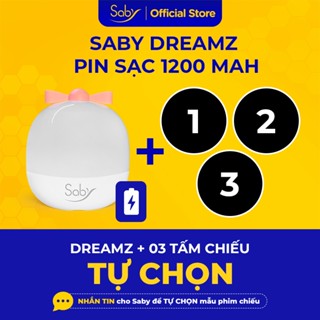 Đèn chiếu sao Saby Dreamz kèm 3 tấm phim chiếu TỰ CHỌN, pin sạc, xoay 360 độ với 3 màu ánh sáng, BH 12 tháng
