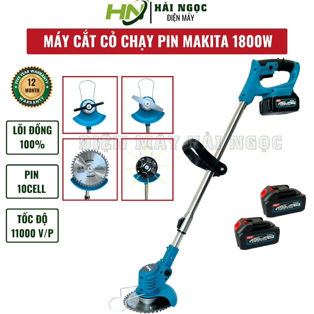  Máy cắt cỏ cầm tay dùng pin máy cắt cỏ mini MAKITA 199V pin 10cell động cơ lõi đồng 100% bảo hành 12 tháng 