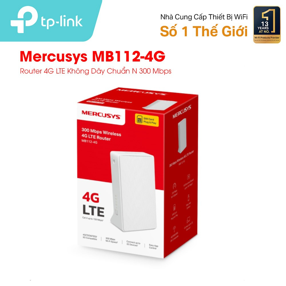 Bộ Phát Wifi 4G LTE Không Dây Mercusys MB112-4G _MB115-4G Chuẩn N Tốc Độ 300 Mbps