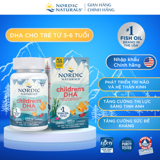 DHA Children dầu cá Nordic Naturals 180 viên nhai vị dâu, Hỗ trợ phát triển trí não & sáng mắt cho bé 3-6 tuổi+