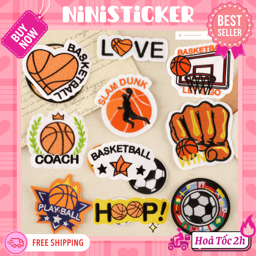 Iron Patch, Miếng Ủi Thêu , Sticker Vá Đồ Rách SlamDunk Bóng Rổ Basketball Sport Đá Banh Bóng