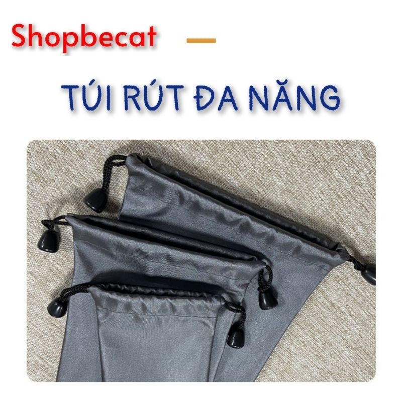 Túi Vải Rút Da Bóng Đa Năng Bảo Quản Fidget, Nước Hoa, Nữ Trang, Tai Nghe, Pin..