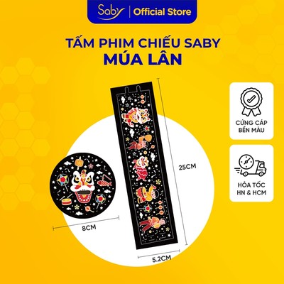 Tấm phim chiếu Saby hình Múa lân Trung thu cho đèn ngủ chiếu sao Saby Dreamz và Saby Stories