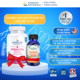 Combo Nordic Naturals DHA bầu Triglygeride H/90v & Baby Vitamin D3 thuần tinh khiết lọ 22.5ml bé 0-12 tháng tuổi