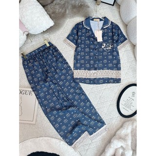 Bộ mặc nhà lụa Sam luxury, pijama lụa tay ngắn quần dài