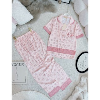 Bộ mặc nhà lụa Sam luxury, pijama lụa tay ngắn quần dài
