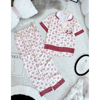 Bộ mặc nhà lụa Sam luxury, pijama lụa tay ngắn quần dài