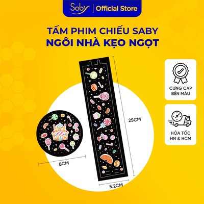 Tấm phim chiếu Saby hình Ngôi Nhà Kẹo Ngọt cho đèn ngủ chiếu sao Saby Dreamz và Saby Stories