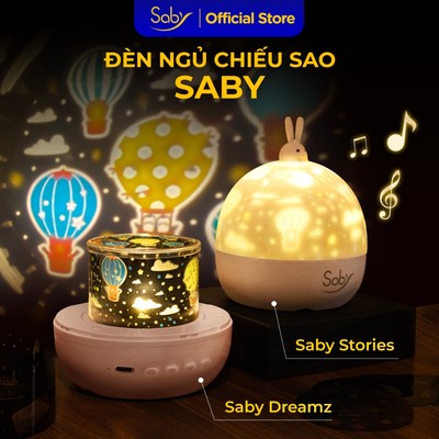Đèn ngủ chiếu sao Saby hình Khinh Khí Cầu phát nhạc loa bluetooth đèn chiếu trần 3D pin sạc