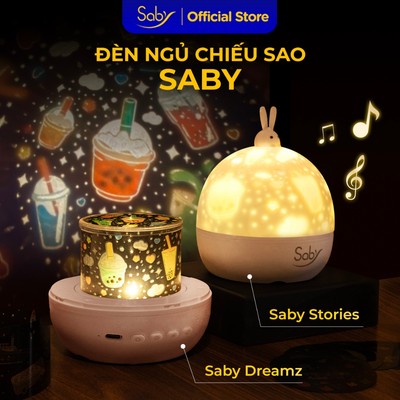 Đèn ngủ chiếu sao Saby hình Trà Sữa phát nhạc loa bluetooth đèn chiếu trần 3D pin sạc, xoay 360 độ