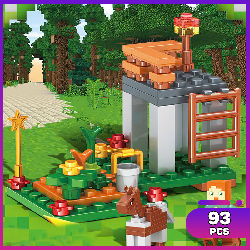 Minecraft - Tháp Canh Rừng Sâu 93PCS, Đồ chơi lắp ráp ngôi nhà kèm nhân vật Steve, Zoombie,...