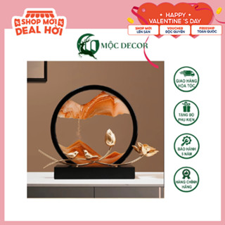 Đồng Hồ Cát Tranh Cát Chảy Nghệ Thuật Decor Đôi Chim Đậu Trên Hoa Sen Vàng Trang Trí Nội Thất Gia Đình Q06