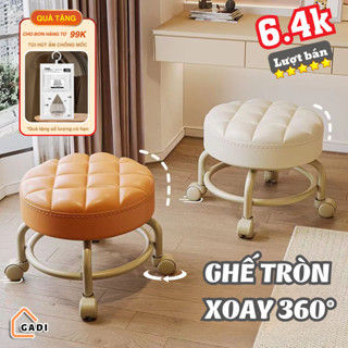 Ghế tròn xoay bệt GADI có bánh xe đa năng xoay 360 độ, đệm ghế da PU êm ái bền bỉ chống nước bám bẩn màu sắc sang trọng