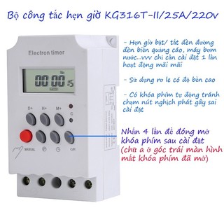 Bộ công tắc hẹn giờ bật tắt thiết bị điện KG316 T-II 16 chương trình, đồng hồ hẹn giờ bật tắt, timer hẹn giờ bật tắt