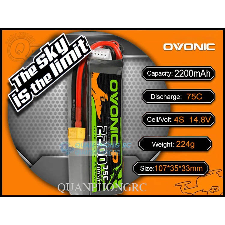 Ovonic 2200mAh 4S 75C 14.8V XT60 Plug