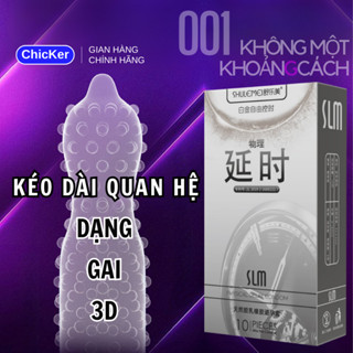 Bao Cao Su Kéo Dài Quan Hệ Có Gai SLM Siêu Mỏng 001, Nhiều Gel - Hộp 10 BCS