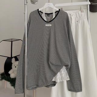 ÁO PHÔNG SỌC TAY DÀI FORM RỘNG ( Không kèm áo ren bên trong ) JEMCLOSET- SADY - 10834