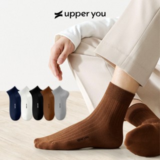 Tất Vớ Nam Sọc Gân Cao Cấp Cổ Trung Cotton Úc UPPER YOU Signature Không Đường May Mềm Mại Êm Ái Thoáng Khí- SNM3002