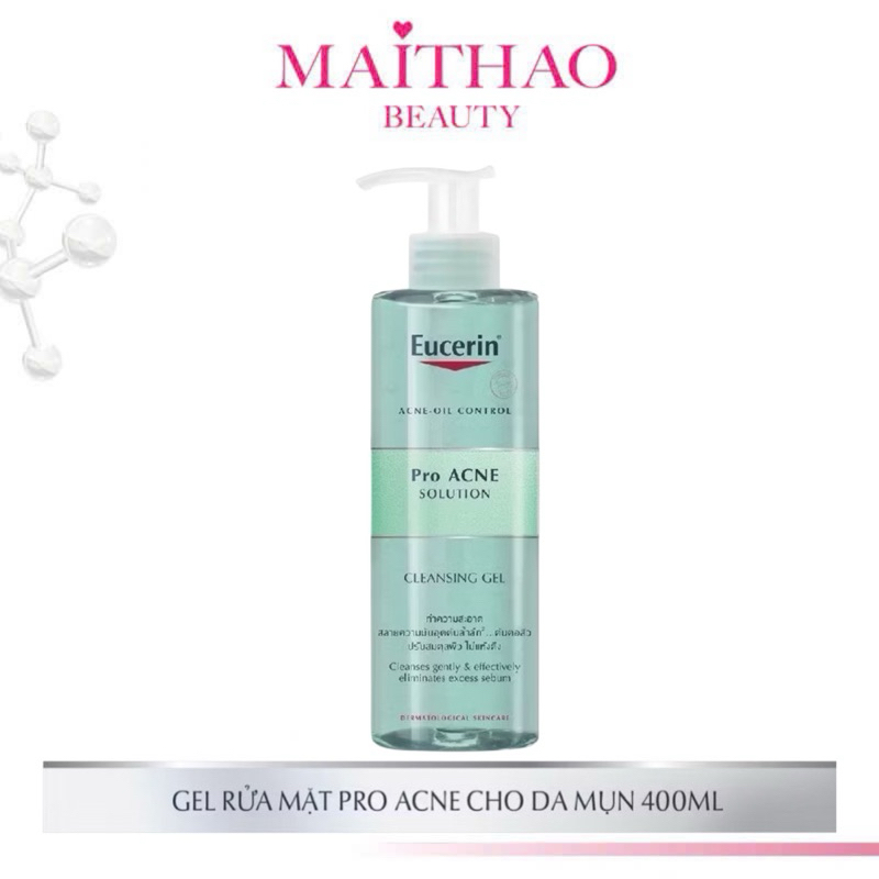 Eucerin Sữa Rửa Mặt Cho Da Nhờn Mụn ProAcne Solution Cleansing Gel 400ml