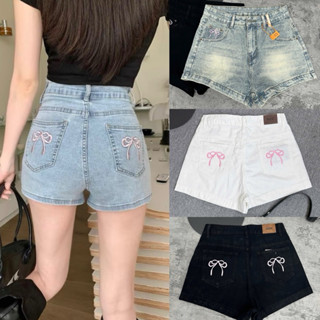 Quần Short Nữ Bigsize 40-90kg Lưng Cao Thêu Nơ Hồng Dễ Thương, Quần Đùi Bò Nữ Bigsize QC16