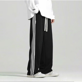 Quần Jogger 3 Sọc Vải Nỉ 2 Da Quần Ống Rộng Dáng Suông Unisex Nam Nữ Dày Dặn Mềm Mại P5