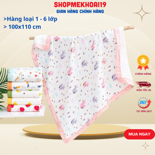 Khăn xô 6 lớp sợi tre bo viền, khăn tắm mềm mại cho bé sơ sinh size lớn 105 x 105 cm