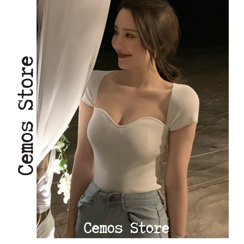 Áo thun tăm cổ lượn có mút ngực, Áo thun tăm có mút ngực | BigBuy360 - bigbuy360.vn