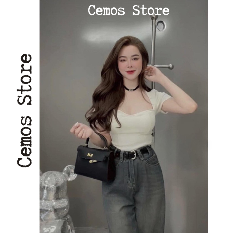 Áo thun tăm cổ lượn có mút ngực, Áo thun tăm có mút ngực | BigBuy360 - bigbuy360.vn