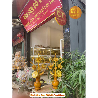 Bình Hoa Sen Gỗ Mít Cao 87cm 🌺