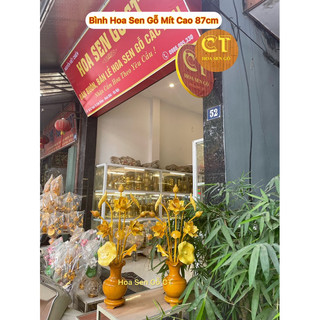 Bình Hoa Sen Gỗ Mít Cao 87cm 🌺